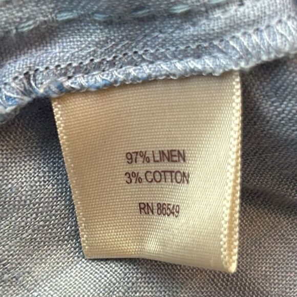 Tommy Bahama blue linen top with elbow link sleeves small - Picture 5 of 8